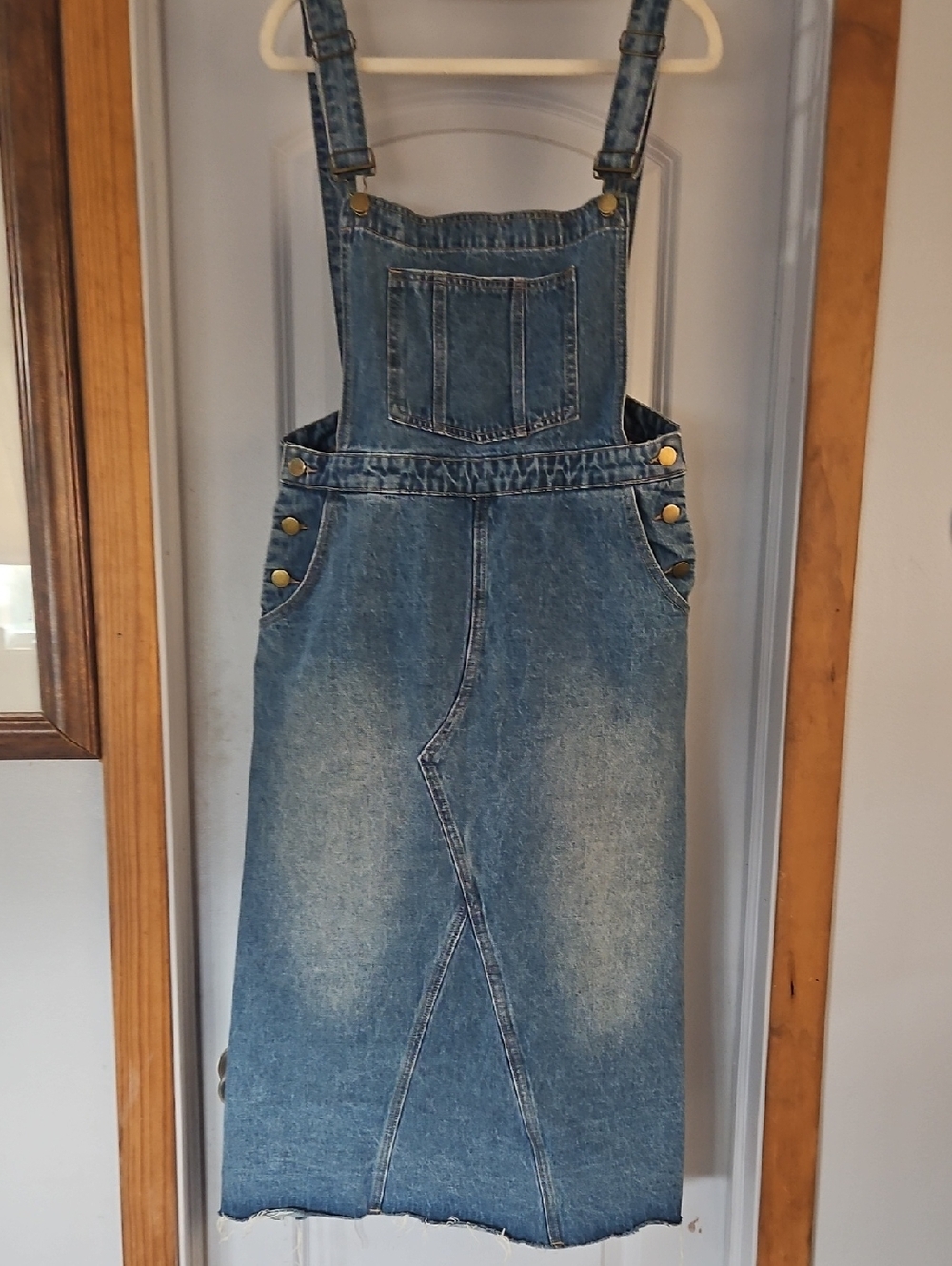 Vintage-Inspired Blue Denim Overall Skirt - Women's